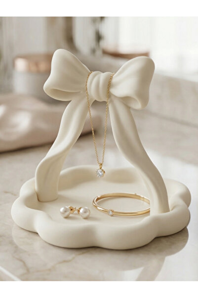 Vescarri Vanity Jewelry Organizer with Bow Detail – Minimal Catchall & Deskto...