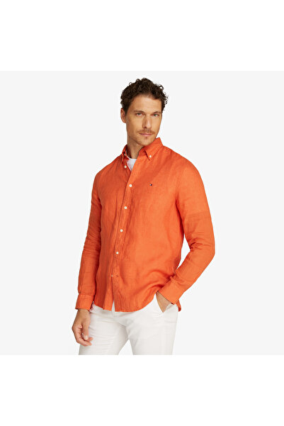 Tommy Hilfiger Pigment Dyed Li Solid Rf Erkek Turuncu Gömlek
