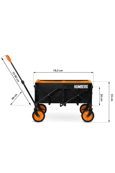 Humberg cărucior de transport pliabil, 100l, 90kg, cu roți față pivotante, structură din oțel