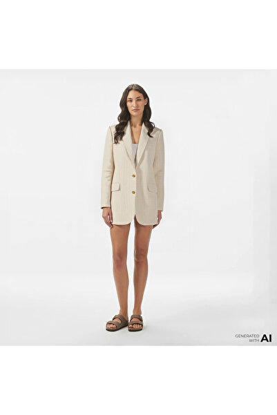 Tommy Hilfiger Viscose Linen Relaxed Sb Blazer Kadın Beyaz Ceket