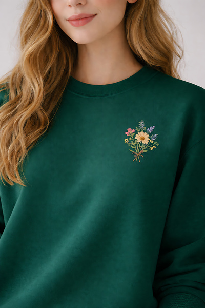 ArtYus Cicek Printed Unisex 3 Thread Sardonized Circular Neck Oversized Sweat...