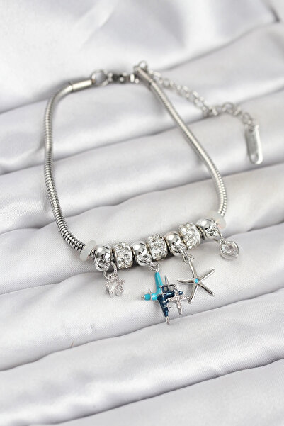 Epilons سوار نسائي من النحاس الفضي اللون طراز نجمة من Bfs