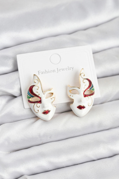 CT STONES Bfs Brass Mask Model Women's Earrings