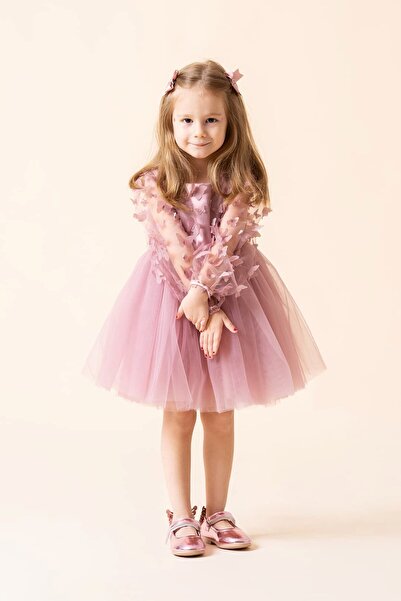 Banamio Lorelai 3D Kelebek Detaylı Tüllü Tütülü Elbise