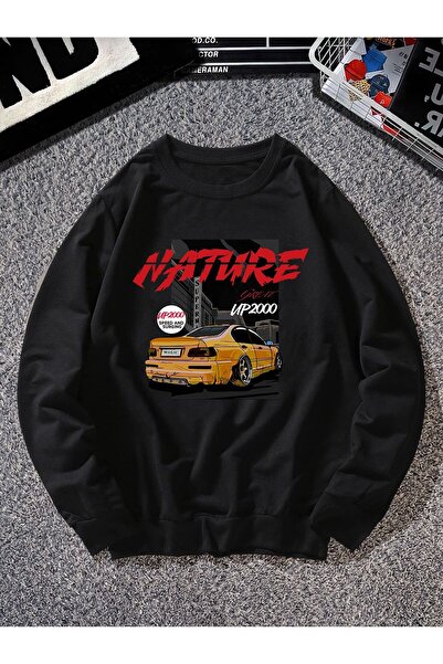 Kids Hanorac de iarnă pentru bărbați cu imprimeu Nature Yellow Car, negru