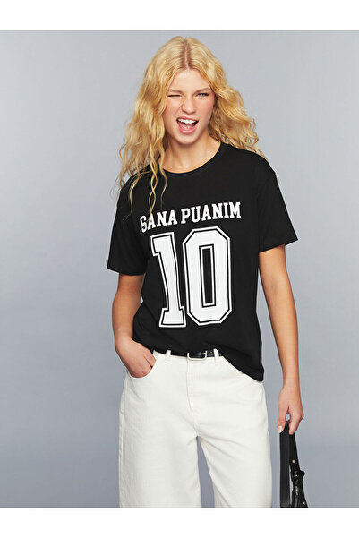 LC Waikiki Crew Neck Slogan Printed Women's T-Shirt