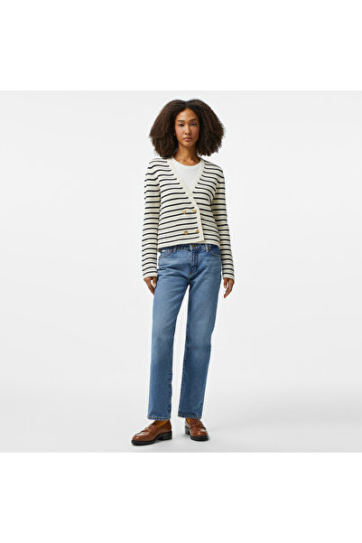 Tommy Hilfiger Breton Gold Button Ovrlp Cardi Kadın Beyaz Hırka