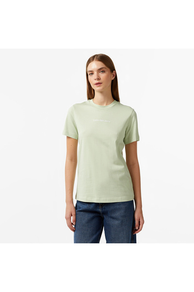 Calvin Klein Jeans institutional Straight Kadın Yeşil T-Shirt