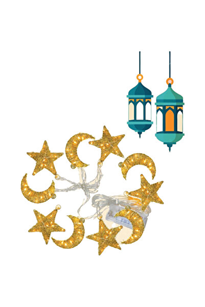 Toybox Ramadan LED String Lights Moon Star Gold Themed Festival Strings