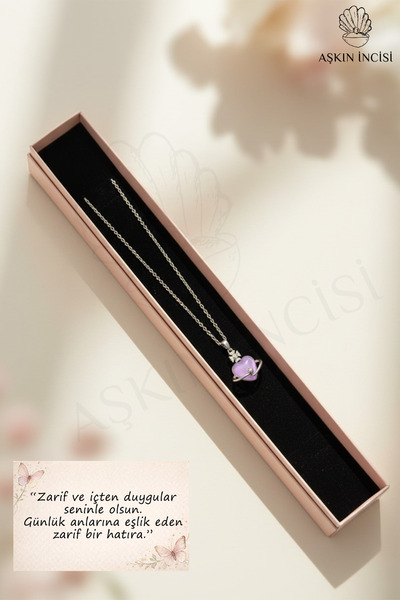 Aşkın İncisi Sevgiliye Hediye Özel Kutulu Notlu Çelik Kolye Kalpli Model Anne...