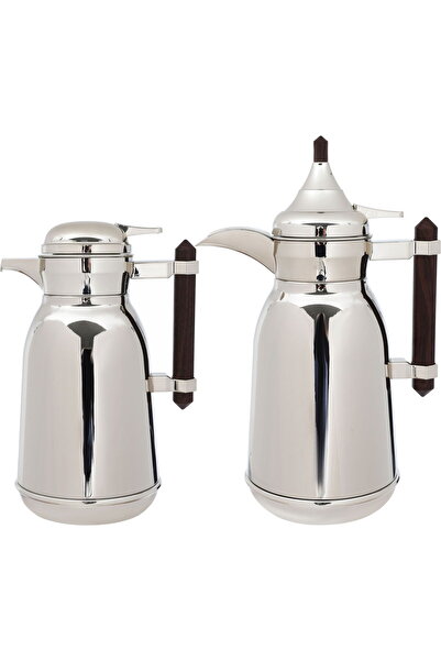 AZOZ MERCHLY Thermos Set, 2 Pieces, 1/0.75 Liter, Thermal Glass Inner Case - ...