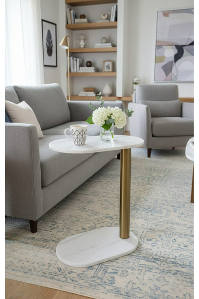 Areka طاولة خدمه رخام أبيض