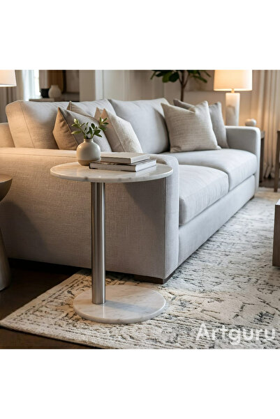Areka White marble serving table