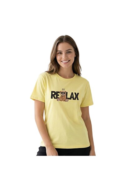 Enfield & Co. Teddy Bear Print Enfield&Co Women's T-Shirt Relax Yellow