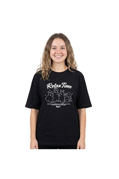 Enfield & Co. Relax Time Black Printed Cotton T-Shirt