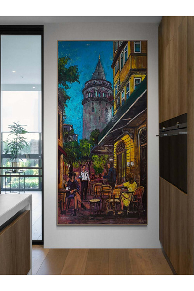 Simurg Sanatevi Galata’da Bir Akşam Sohbeti Yağlı Boya Tablosu