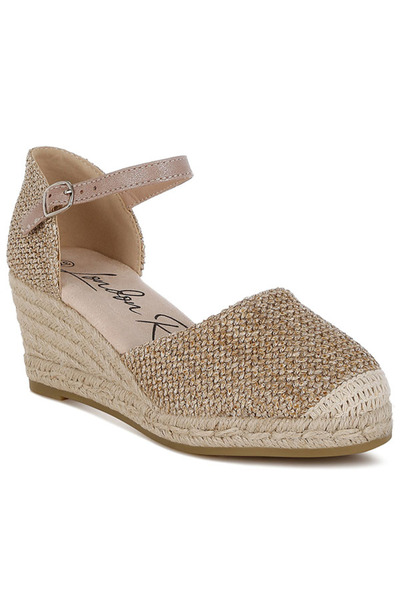 london Rag Women Raffia Woven Wedge Sandals in Beige