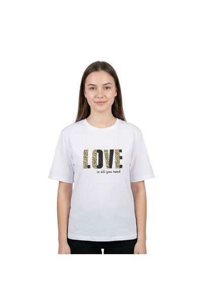 Enfield & Co. Tricou de damă Enfield&Co cu imprimeu leopard Love Ecru