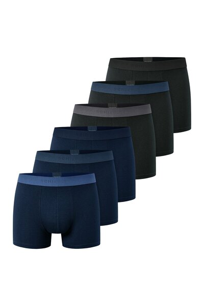 Schiesser Herren Boxershorts, 6er Pack - "95/5", Trunks, Cotton Stretch, Logo...