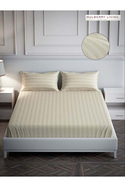 MULBERRY LIVING 100% Cotton - 300Tc Elysian Stripes King Size Flat Bedsheet