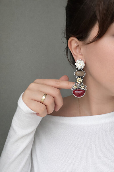 YENGEÇ Vintage Flower Model Dangle Earrings
