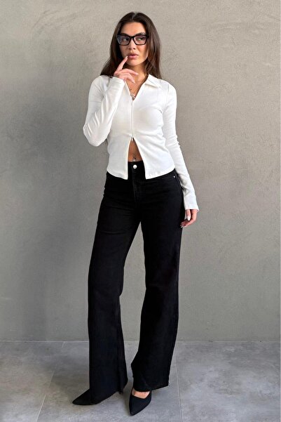 Madmext Siyah Push Up İspanyol Paça Kadın Jean MG2653