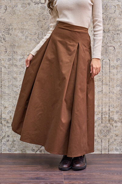 KÜÇÜĞÜM BUTİK Camel Pleated Gabardine Skirt