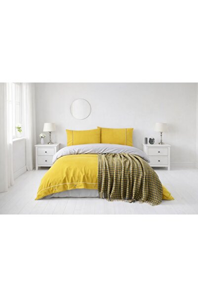 VELLON HOME 5-Piece Bedding Set with Blanket Double Size Yellow