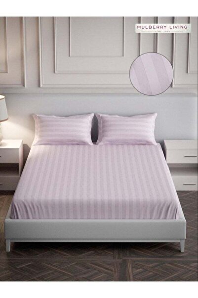 MULBERRY LIVING 100% Cotton - 300Tc Elysian Stripes Queen Size Flat Bedsheet