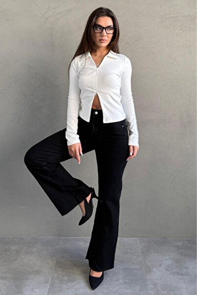 Madmext Siyah Push Up İspanyol Paça Kadın Jean MG2653