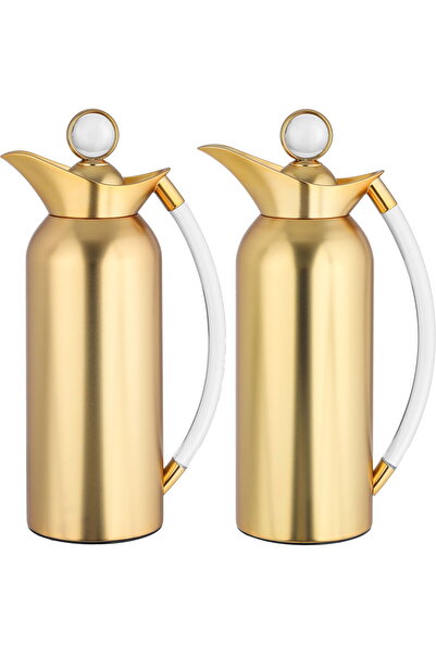 Generic طقم ترمس ثريا من معرض السيف، سعة 1/1 لتر، مصنوع من الزجاج من الداخل، ...