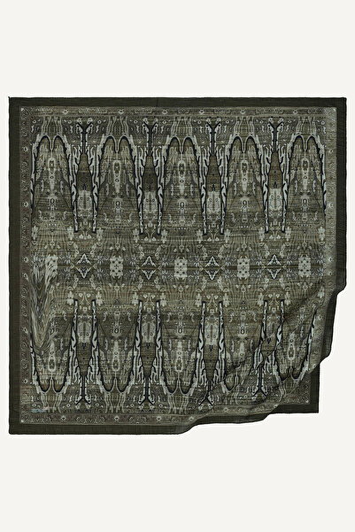 SilkTouch Army Green Heritage Patterned Muslin Scarf