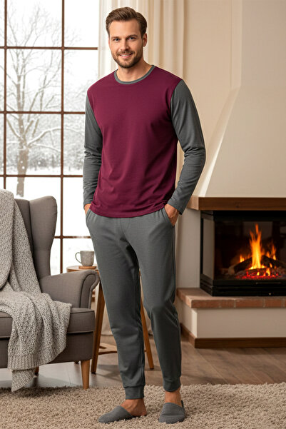 Aydoğan طقم بيجامة رجالي بأكمام طويلة من سوبريم 240603 أنثراسيت02