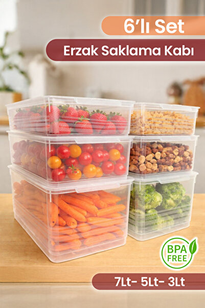 naturelove 6'lı Çok Amaçlı Saklama Kabı Seti Buzdolabı Difriz Düzenleyici Ban...