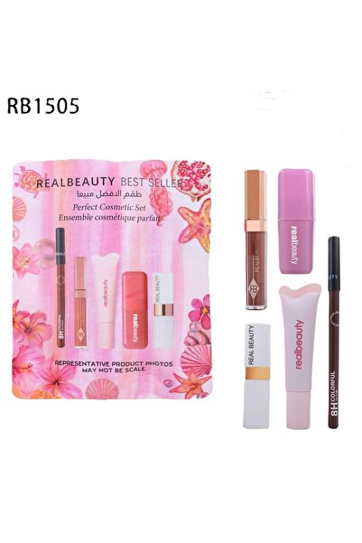 real beauty طقم الأفضل مبيعا للشفاة والخدود من ريل بيوتي 5 قطع