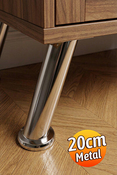 Badem10 قاعدة تلفزيون معدنية من الكروم قابلة للتعديل (20 سم) مع طاولة وقاعدة ...