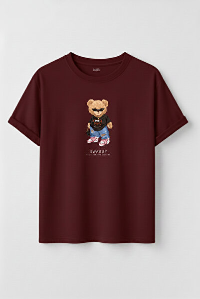 DK DAKSEL Women's Swaggy Teddy Bear Printed Crew Neck Cotton T-Shirt