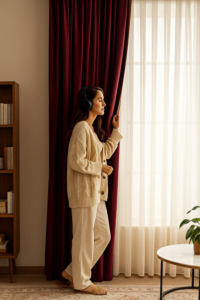 QUBA DECO ستارة خلفية طبيعية من قماش السويد المخملي للصالون وغرفة المعيشة وغر...