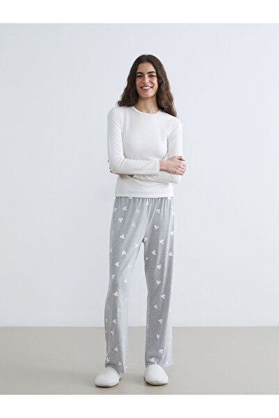 LC Waikiki LCW DREAM Beli Lastikli Kalp Baskılı Kadın Pijama Altı