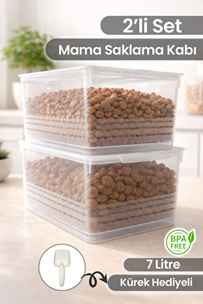 naturelove 2’li 7 Lt Kedi ve Köpek Mama Saklama Kabı – Çok Amaçlı Saklama Kut...