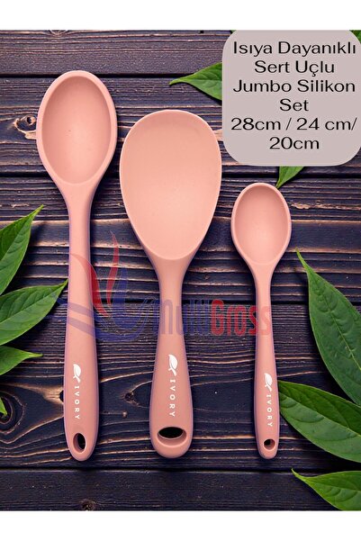 Multiamo Hard Tip Heat Resistant Silicone Long Short Deep Spoon 28 Cm-20 Cm/J...