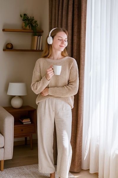 QUBA DECO Linen Textured Blackout Lightproof Extralight Blackout Background C...