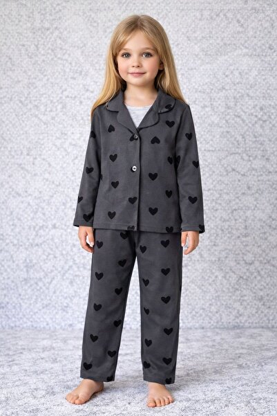 mışıl mışıl kids Κοριτσίστικο Σετ Πιτζάμες με Γιακά Πουκάμισου, Μαύρο Σχέδιο ...