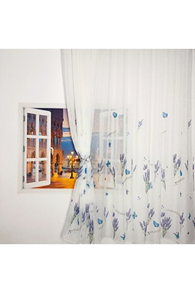 TREI STEJARI Perdea cu lavanda, T-S-201, IVORY, 350cm x 180 H