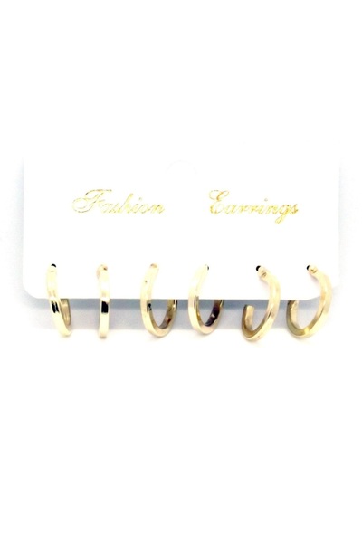 stainless steell gold renk 6 adet halka küpe set