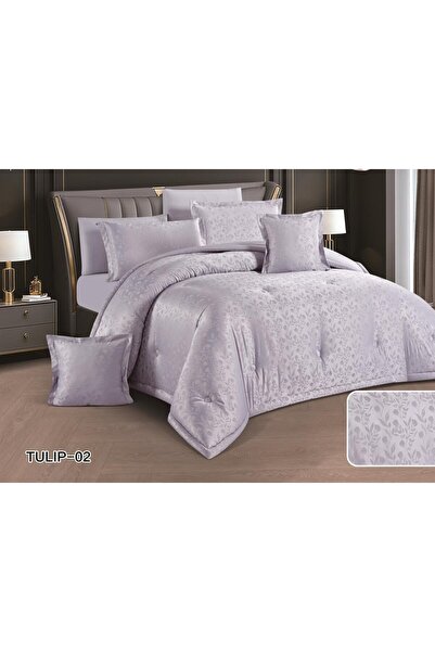 alzawia Tulip Jacquard Microfiber Double Bedspread Set, 8 Pieces
