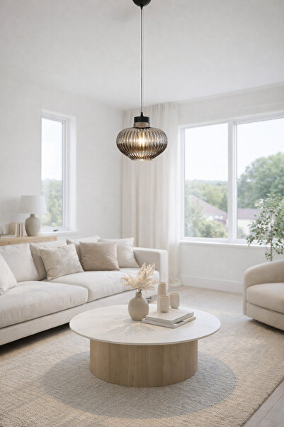 Turanconcept Sahra Tekli Siyah Modern Dekoratif Füme Cam Hol Antre Mutfak Cafe