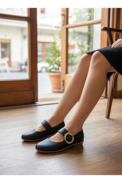 redtan Pantofi de zi cu zi din piele cu o singură curea, cu cataramă neagră, ...