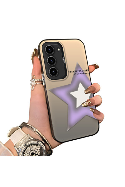 ucuc حافظة فضية ملونة متوافقة مع هاتف سامسونج جالاكسي S23 ذات نمط نجمي وسطح ل...