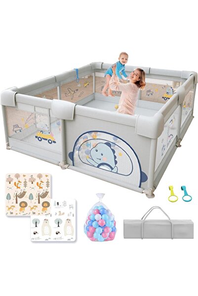 ZUIHAO حظيرة لعب للأطفال من فاميلي بارادايس بمقاس 180 × 150 سم مع سجادة - سيا...